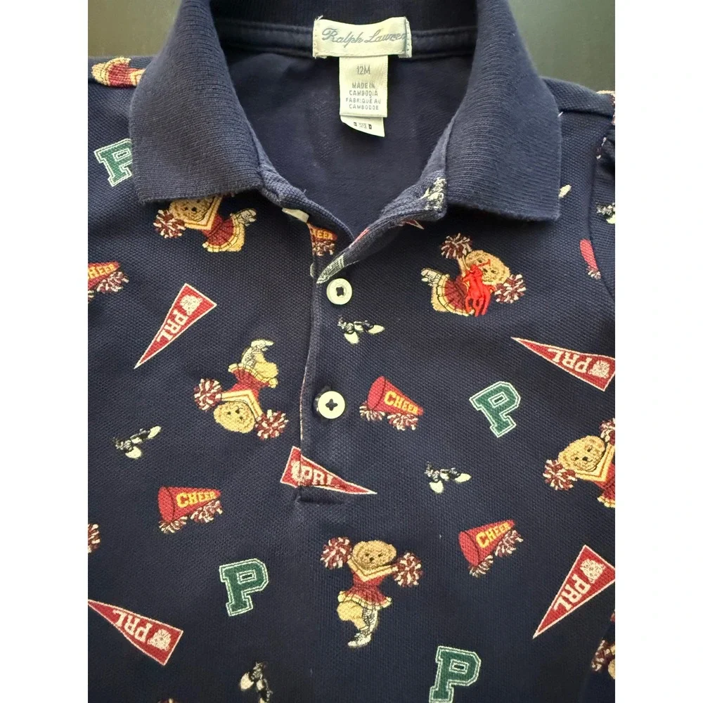 Ralph Lauren Polo Bear Cheerleader Dress Toddler Girls 12 Months Navy Mini